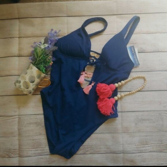 Isabella Rose Size L Navy One Piece Swimsuit - Picture 5 of 8